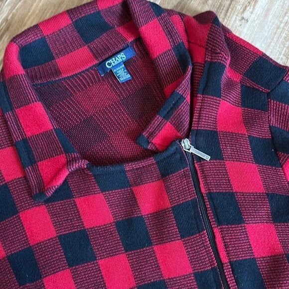 Chaps Size 3X Buffalo Plaid Asymmetrical Zippered Jacket‎ - Picture 1 of 4